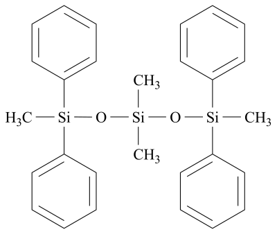 Tetramethyl tetraphenyl trisiloxane chemical structure